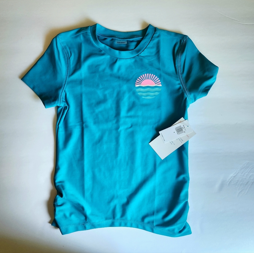 Old navy NWT short sleeve rashguard top w/ upf 40 short sleeve sunset blue top s
